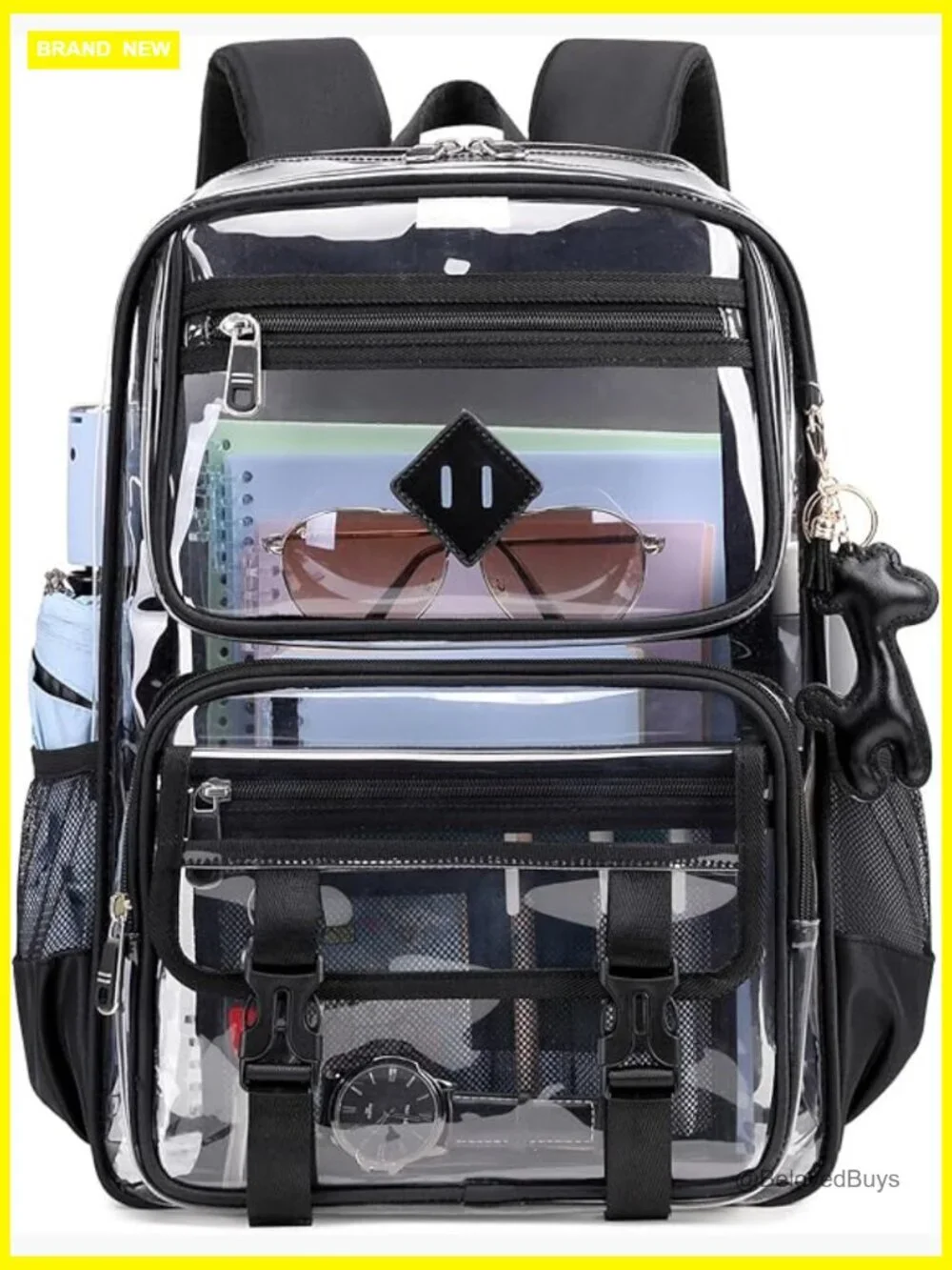 Clear PVC Backpack for School & Stadium Events, Heavy Duty Transparent Bookbag